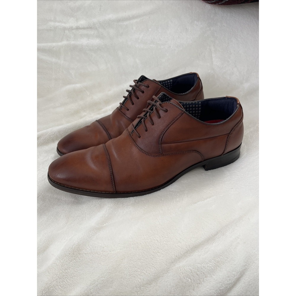 Stacy Adams Kallum Cap Toe Oxford Dress Shoes Cognac Mens Size 11W (25066-221)
